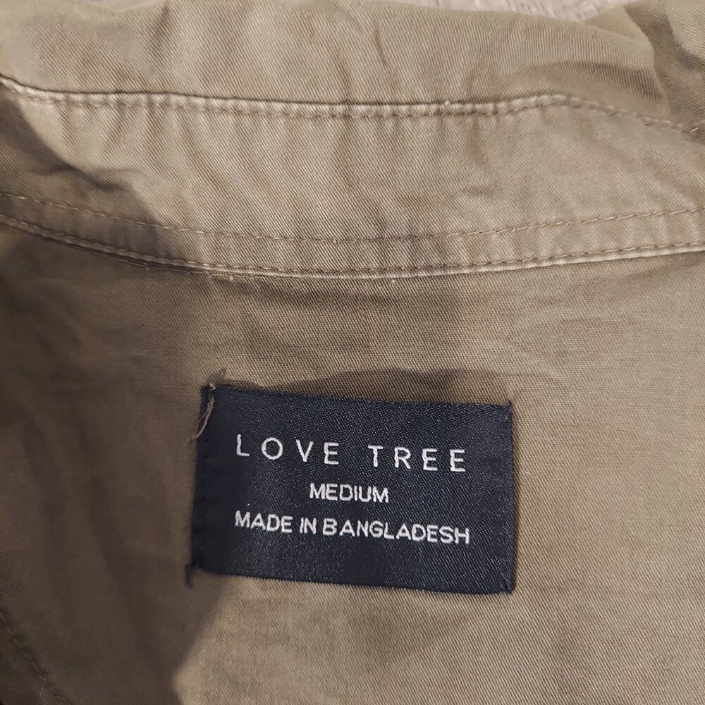 Love Tree Distressed Utility Jacket Olive Green Cargo Coat Size M - Picture 8 of 9
